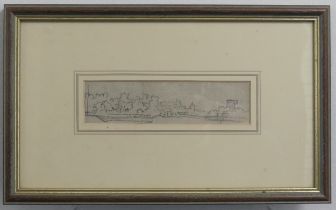 John Varley (1778-1842), Landscape, pencil sketch, 4cm x 16cm, framed, together with two other
