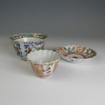 A 19thC Chinese famille verte porcelain Teabowl, decorated in prunus and fauna interspersing figures