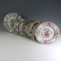 A quantity of mid 18thC Chinese famille rose porcelain Plates, to comprise a pair decorated to the