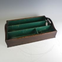 A Victorian mahogany cutlery Tray, with pierced handles to either side and lined sectional interior,