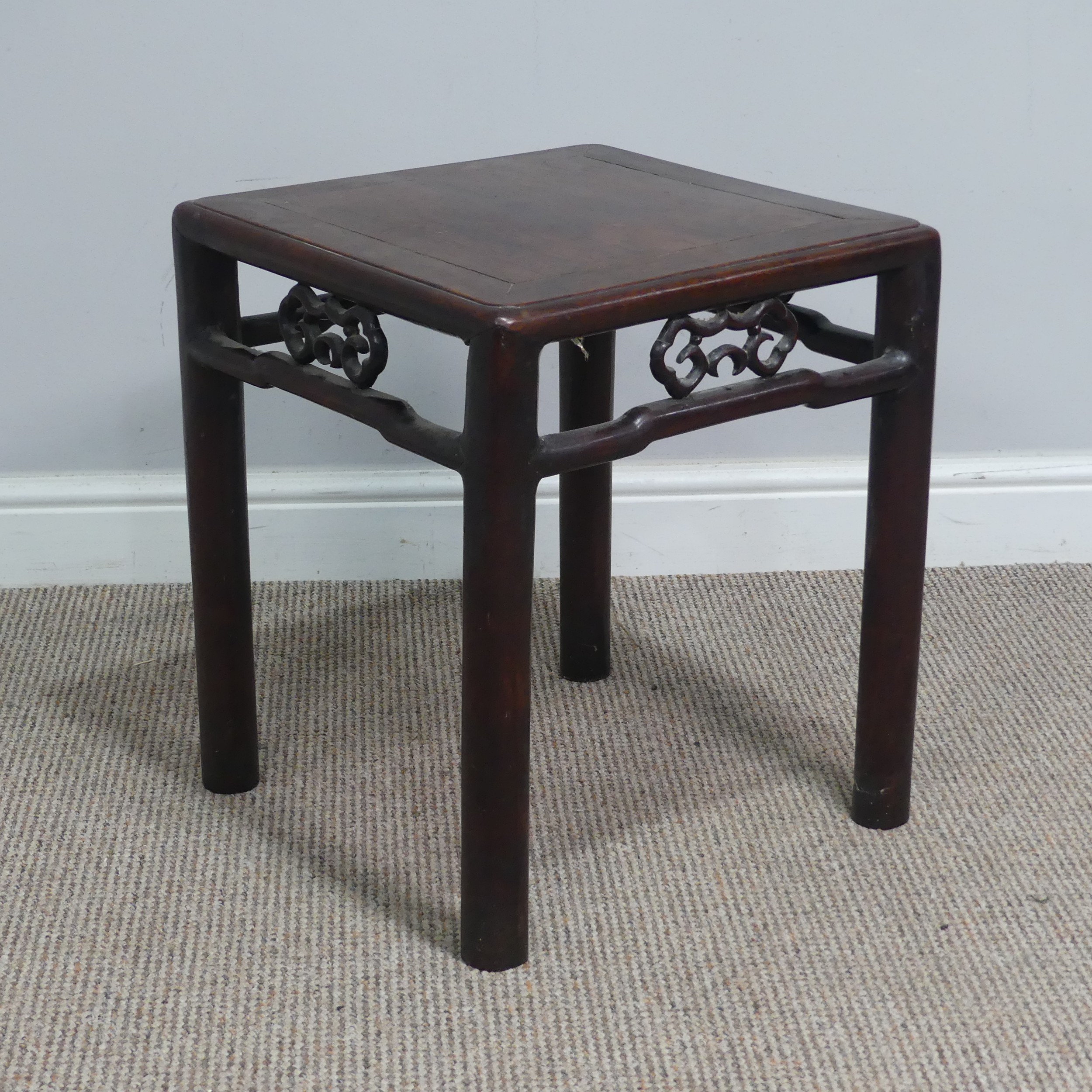 An antique Chinese carved hardwood side Table / occasional Table, of small proportions, circa - Image 6 of 6