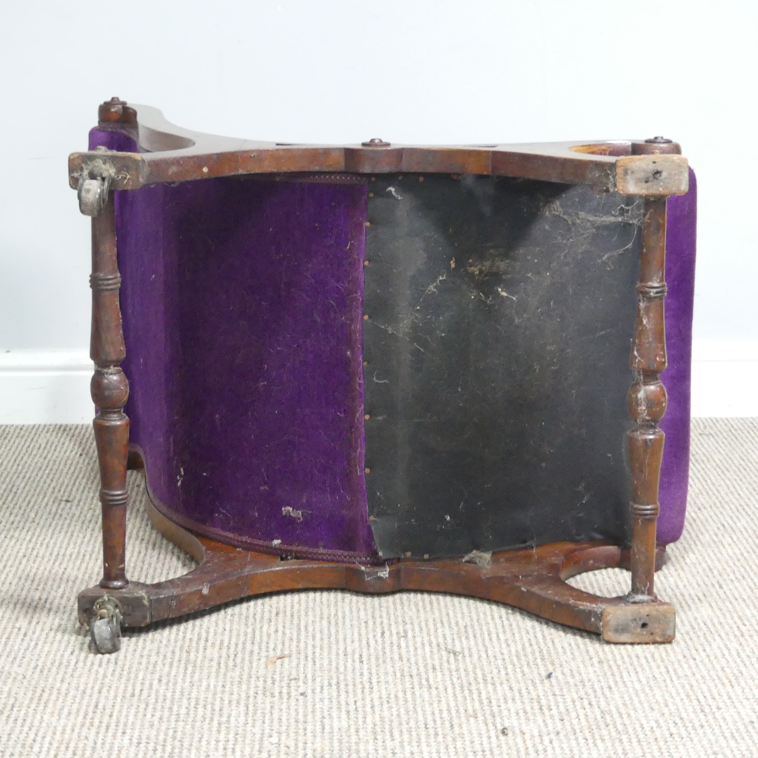 An antique Regency style scroll mahogany Nursing Chair, with button-back purple upholstery, W 40 - Image 7 of 7