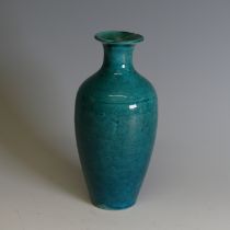 An antique Chinese turquoise monochrome Vase, of baluster form, H 17cm.