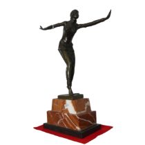 After D.H.Chiparus ; A contemporary Art Deco style brown patinated cast bronze figure of a