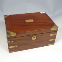 A brass bound mahogany campaign writing Slope, by 'Lane & Billing', bearing label to interior,