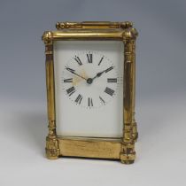 A 20th century French brass carriage Clock, H 14 cm.