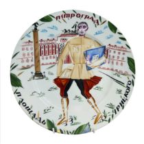 A Soviet porcelain Plate; 'The Commissar' after Alexandra Shchekotikhina-Pototskaya, dated 1922,