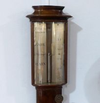 A good George III Mahogany bowfront Stick Barometer, signed J Ramsden, London, circa 1790, concealed