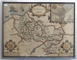 Speede (John), Denbighshire, circa 1610, hand coloured map, inset plan of Denbigh, sold by John