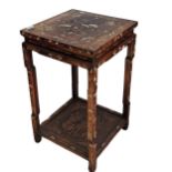 A fine 19th century Chinese hardwood inlaid side Table, inlaid with ivory and exotic woods, square