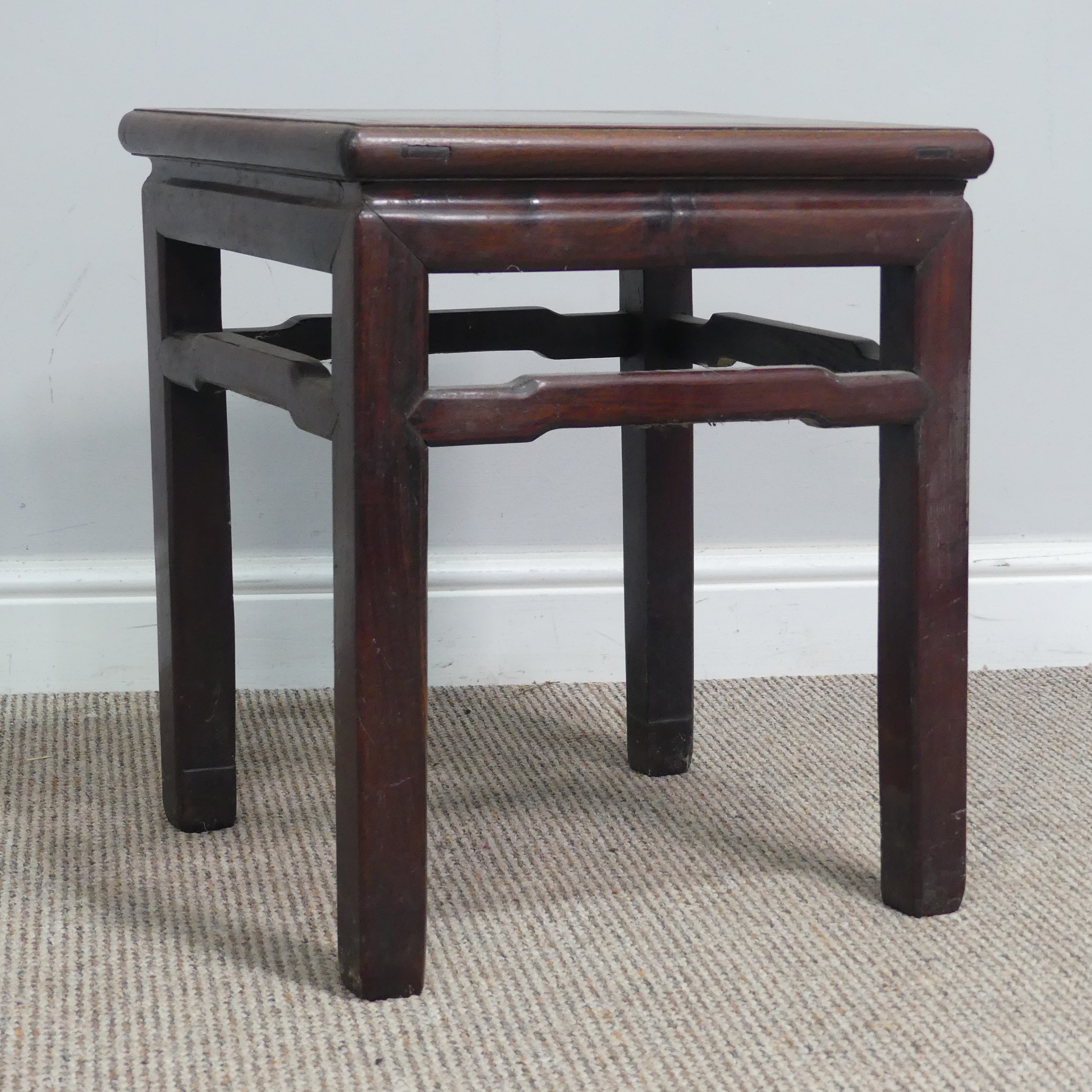 An antique Chinese carved hardwood side Table / occasional Table, of small proportions, circa - Image 4 of 6