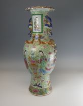 A late 19thC Chinese canton famille rose porcelain baluster Vase, of large proportions, decorated