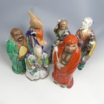 A quantity of 20thC Chinese pottery and porcelain Figures, mainly depicting elders, some marked to