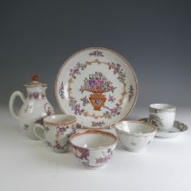 A small quantity of 18thC Chinese Tea Wares, to comprising two famille rose Tea Bowls, a famille