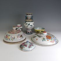 A 19thC Chinese famille rose porcelain Tureen Lid, decorated in colourful enamels interior and