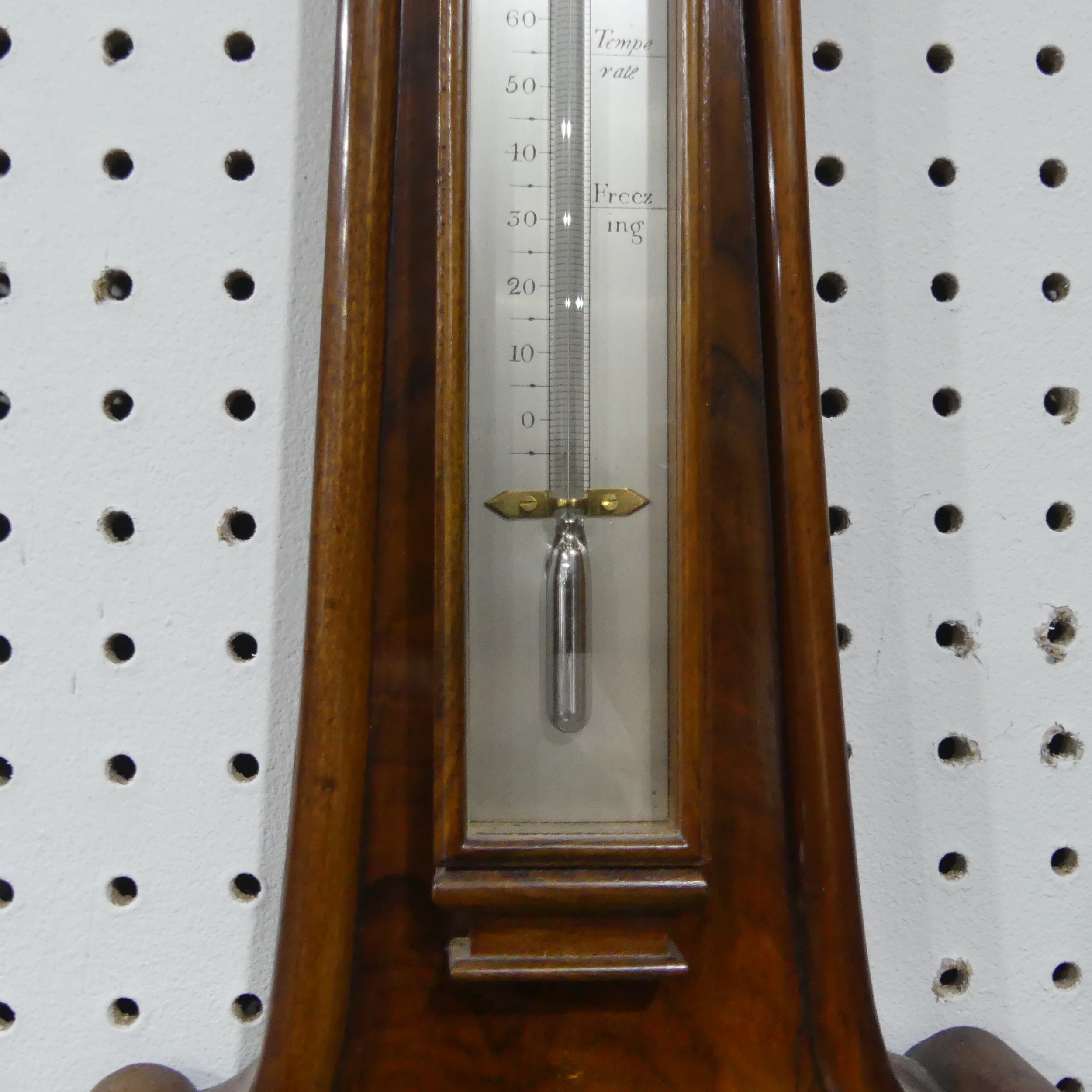 A 19th Century walnut cased banjo mercury Barometer Thermometer, silvered dial stamped 'Vincent Som - Image 3 of 5