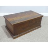 An antique stained pitch pine blanket Box / Trunk, W 76 cm x H 33 cm x D 44.5 cm.
