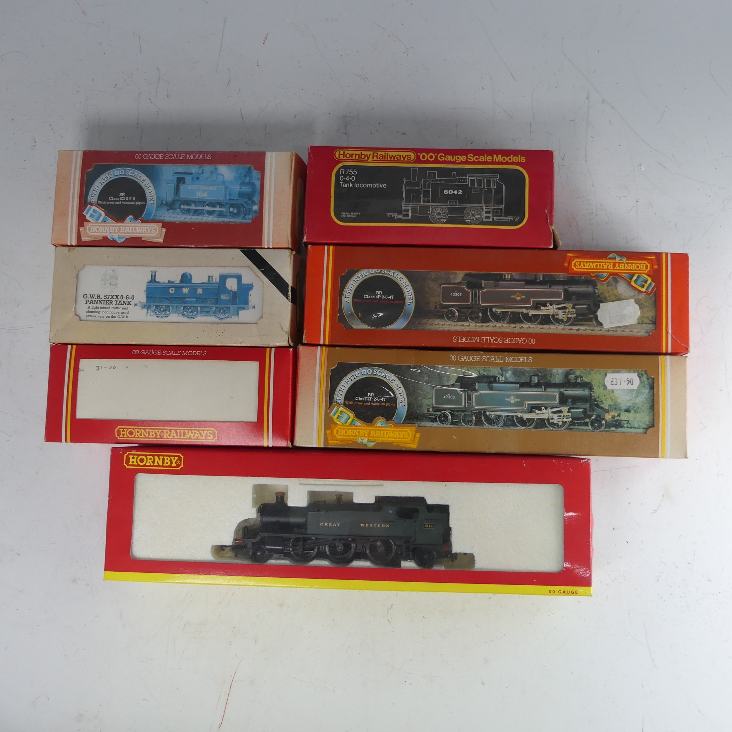 Hornby Railways: Seven ‘00’ gauge Tank locomotives, all boxed, including 2 x R.062 B.R. Class 4P (