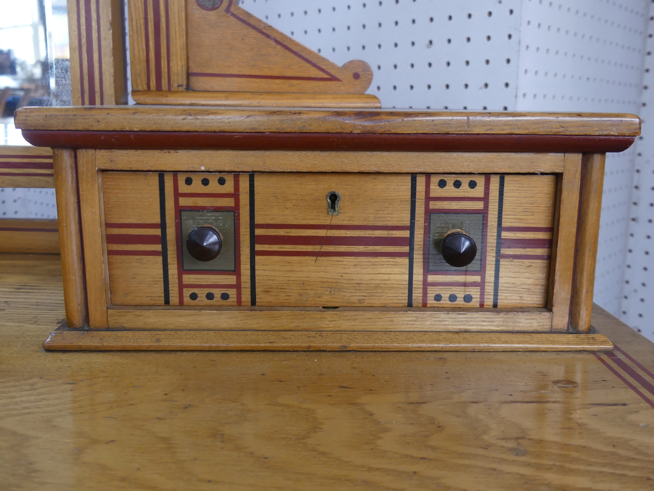 A good Aesthetic Movement pitch pine and oak Bedroom Suite, circa 1870, all pieces with matching - Image 4 of 20