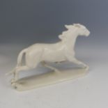 WITHDRAWN - A large Rosenthal white porcelain model of a galloping Horse, stamped 'Rosenthal Germany