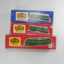 Hornby Dublo: three boxed Diesel-Electric locomotives: L30 1,000 BHP BoBo Diesel Electric