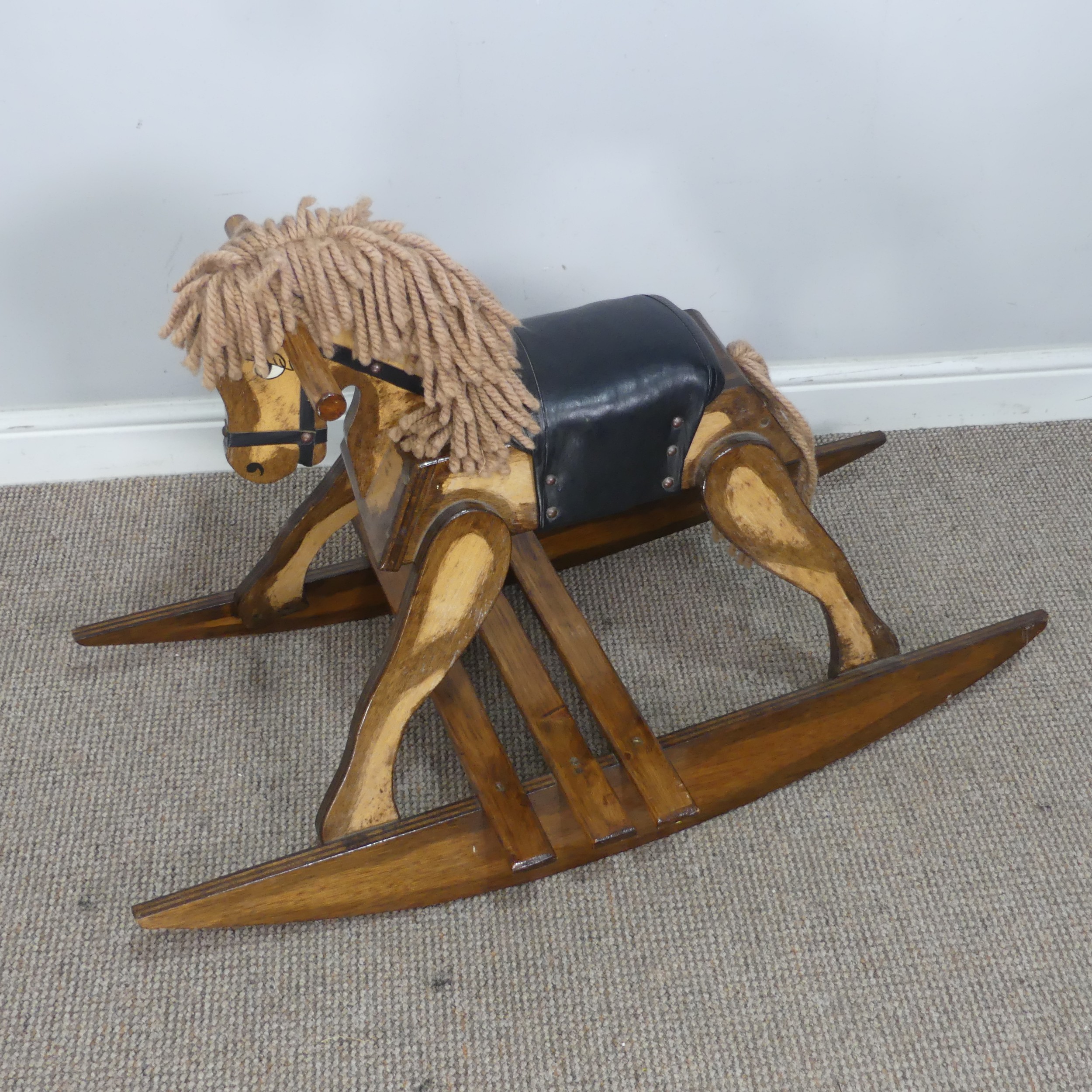 A vintage scratch built Rocking Horse, 96cm long. - Image 2 of 7