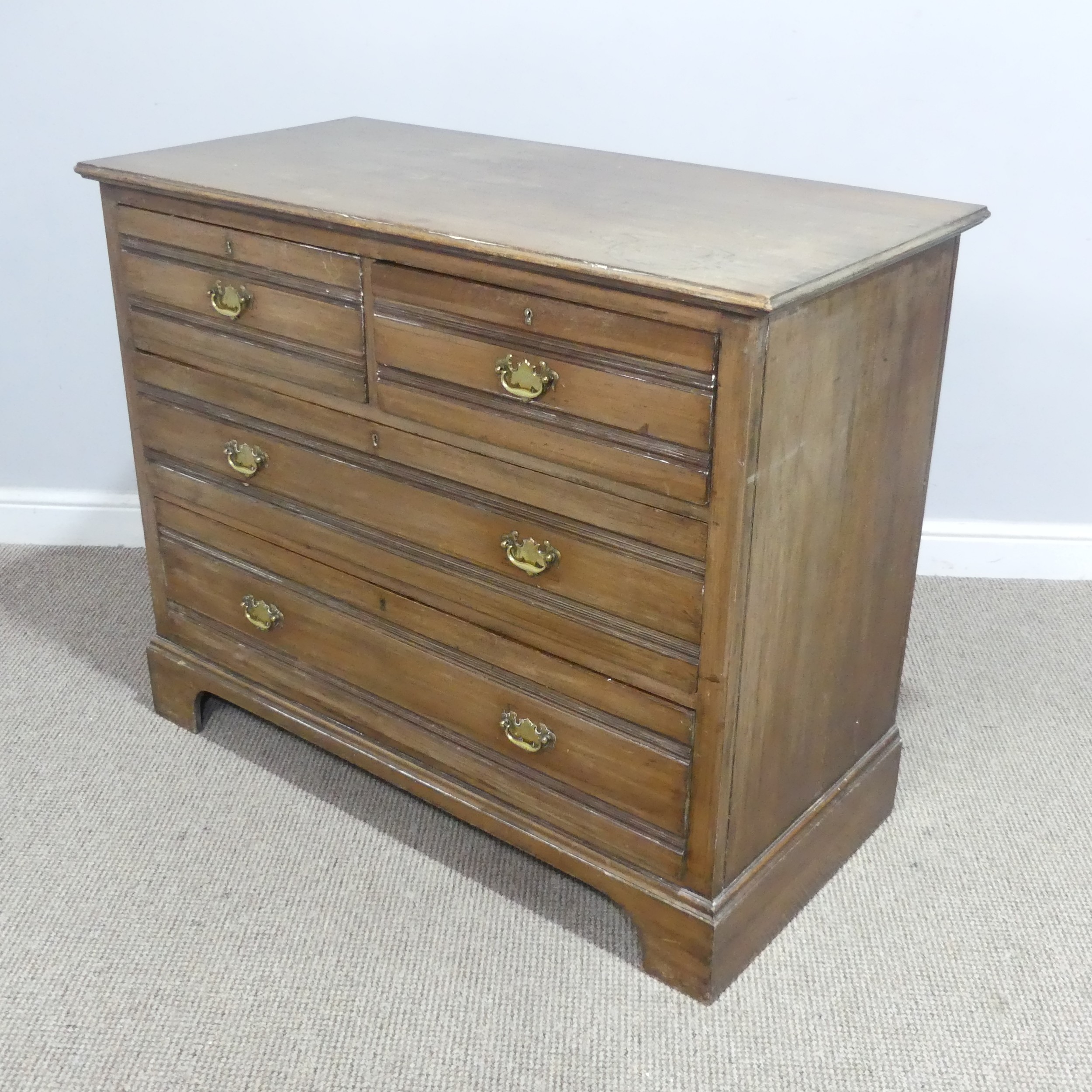 An Edwardian mahogany Chest of drawers, formerly a dressing chest, lock stamped 'H.L L', W 107 cm - Image 3 of 5