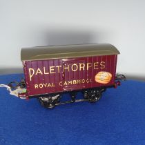 Hornby '0' gauge "Palethorpes Sausage" Van, RS717, maroon body, "Palethorpes Royal Cambridge",