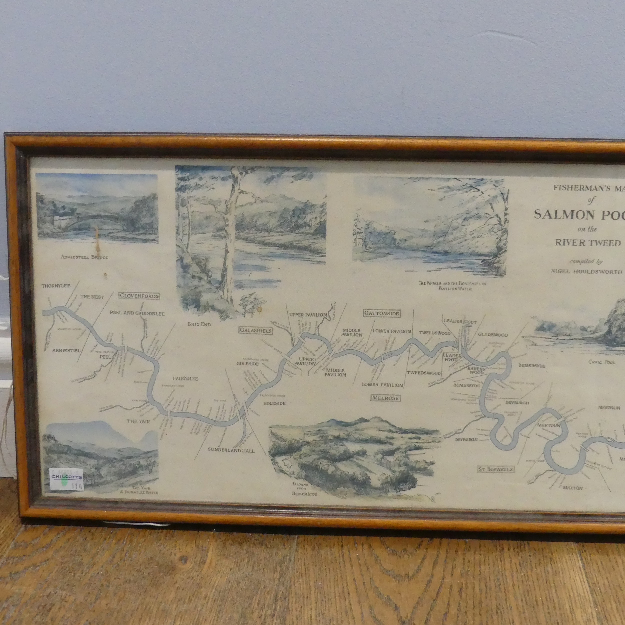 A contemporary Nigel Houldsworth "Fisherman's Map of Salmon Pools on the River Tweed'', together - Bild 2 aus 8
