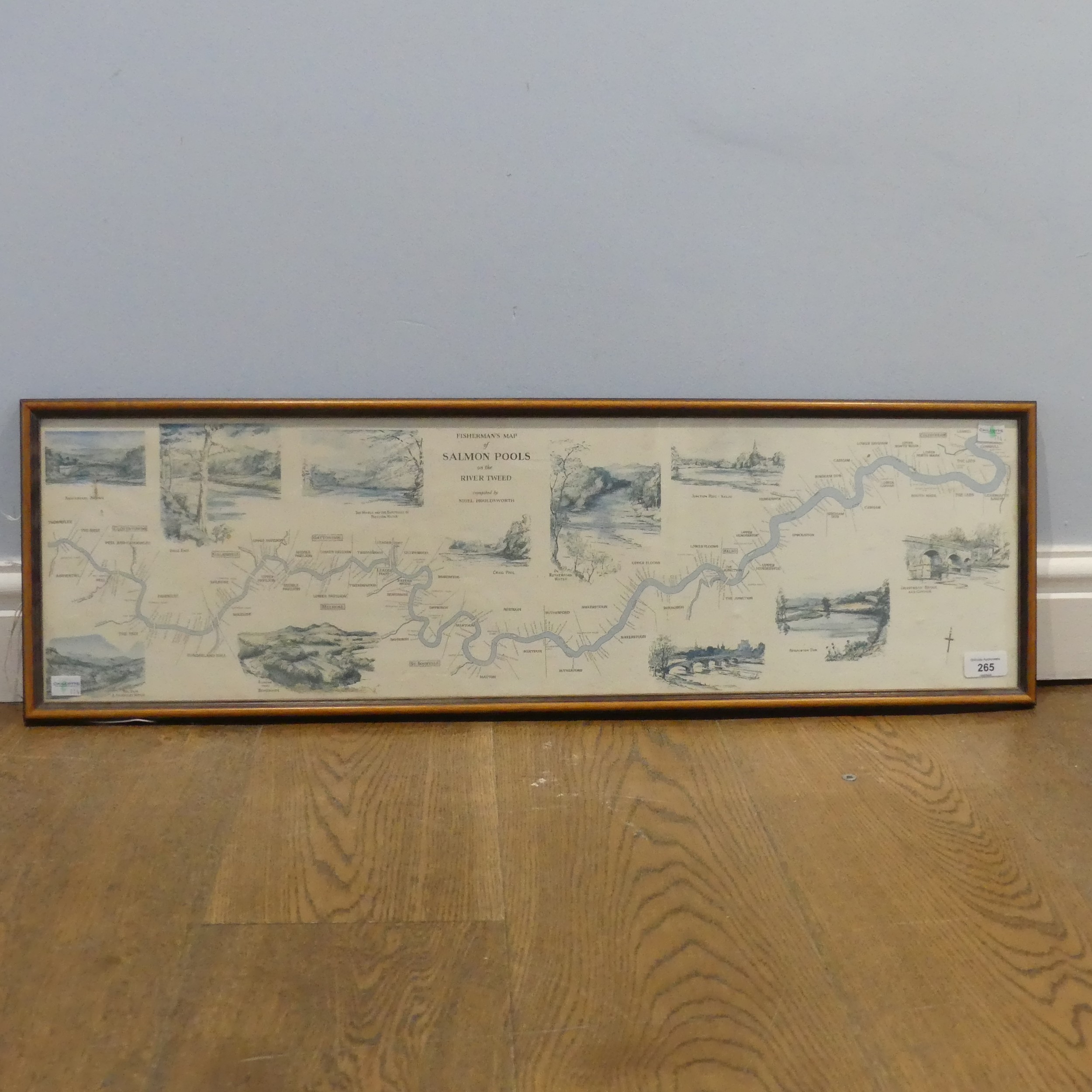 A contemporary Nigel Houldsworth "Fisherman's Map of Salmon Pools on the River Tweed'', together