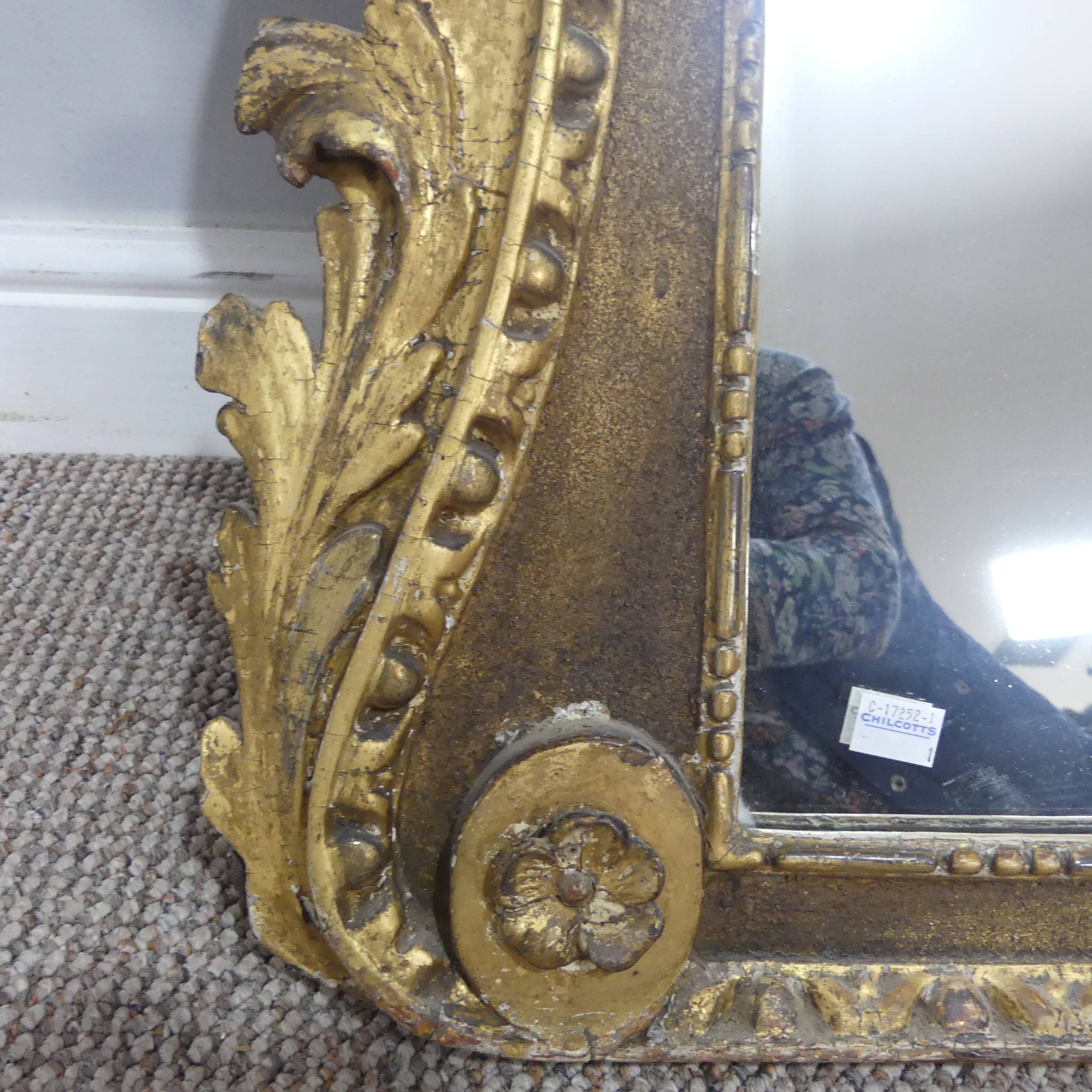 An antique 18th century style walnut and giltwood wall Mirror, W 63 cm x H 116 cm, together with - Image 4 of 4