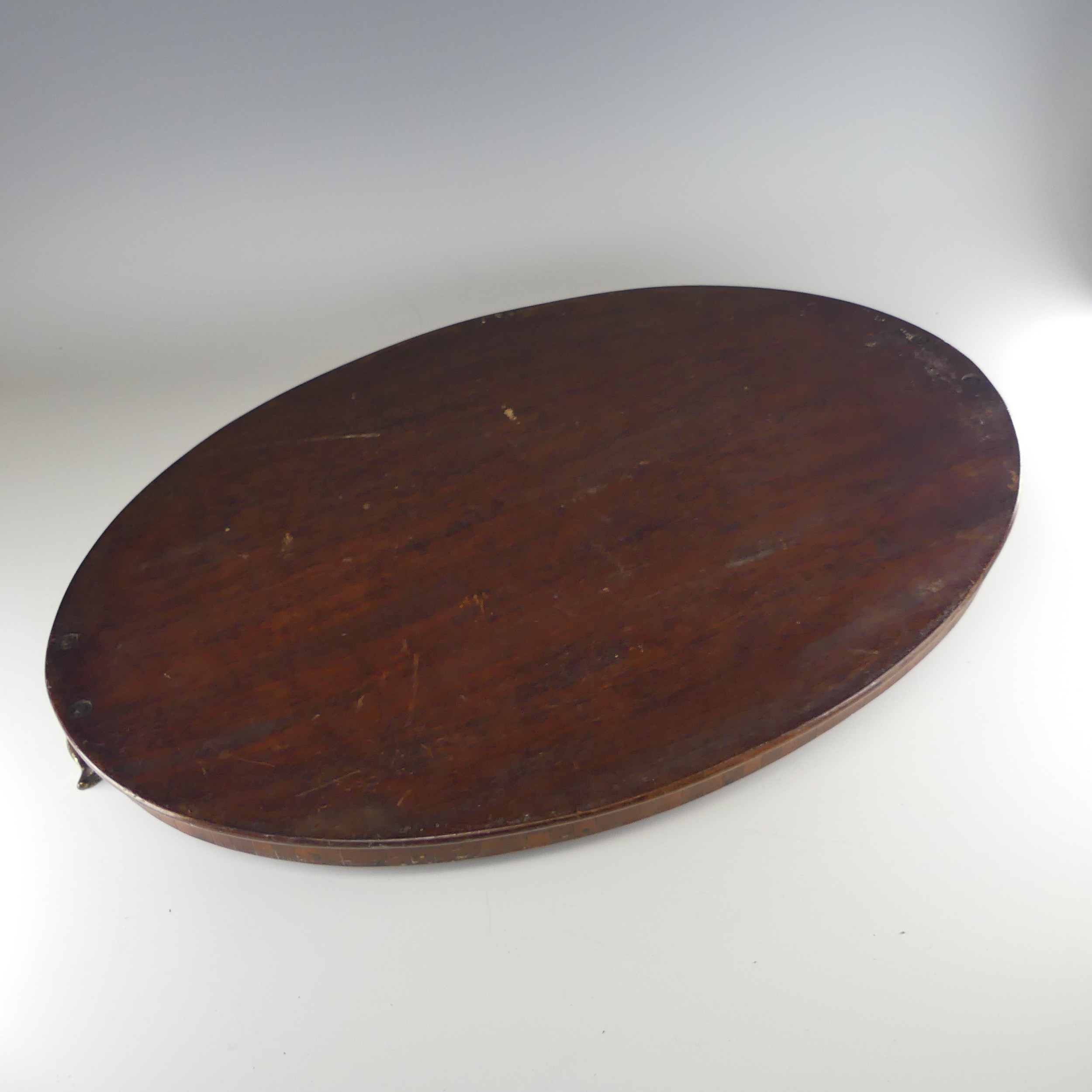 An Edwardian mahogany and marquetry galleried twin-handled Tray, the gallery of chequerboard boxwood - Image 9 of 26