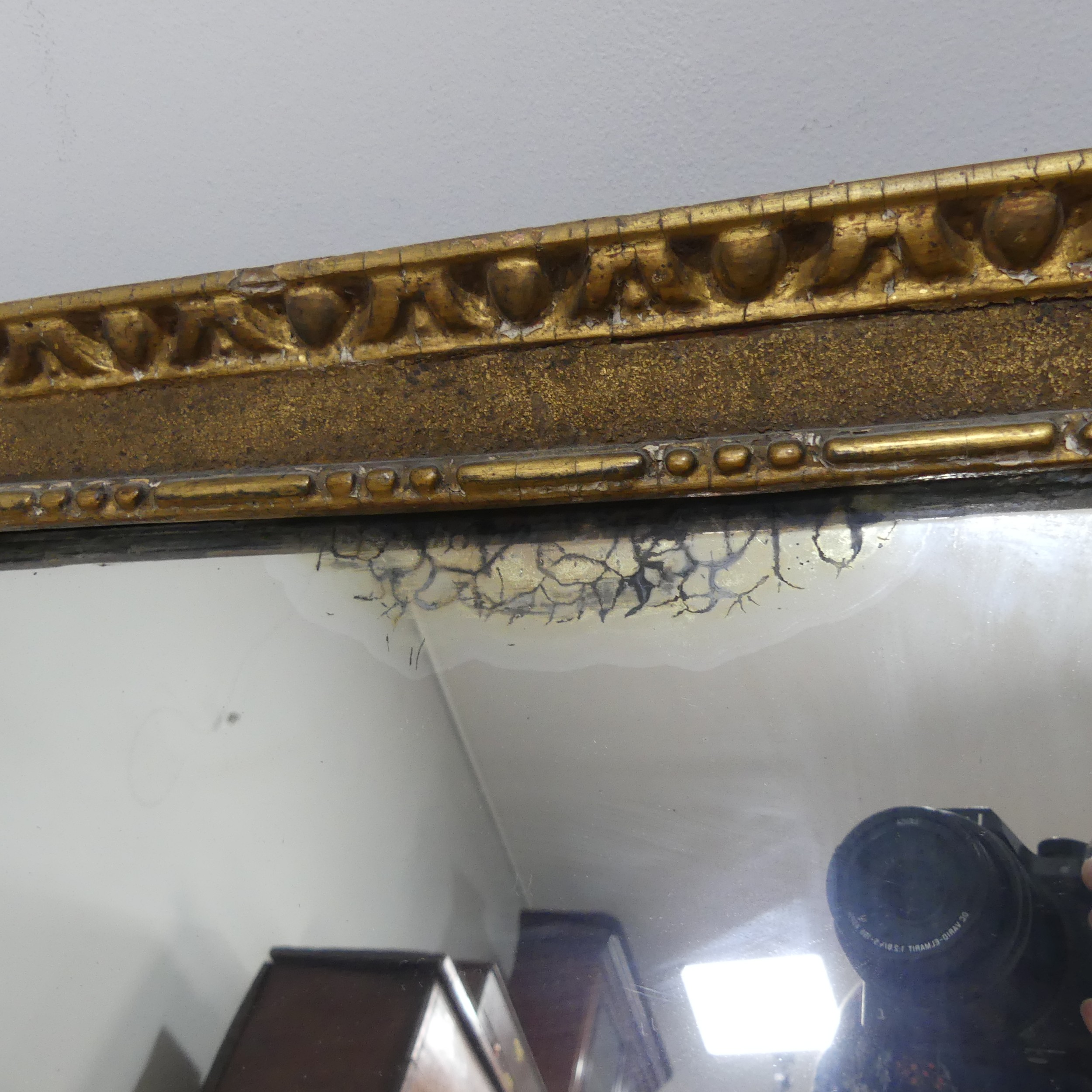An antique 18th century style walnut and giltwood wall Mirror, W 63 cm x H 116 cm, together with - Image 2 of 4