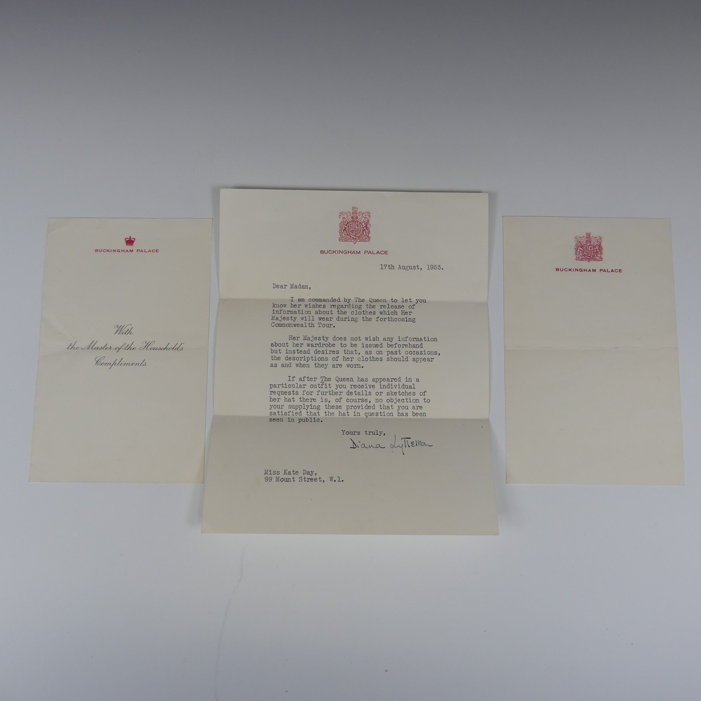 A collection of Letters and Royal Ephemera relating to Kate Day, Milliner to Her Majesty in the - Image 7 of 8