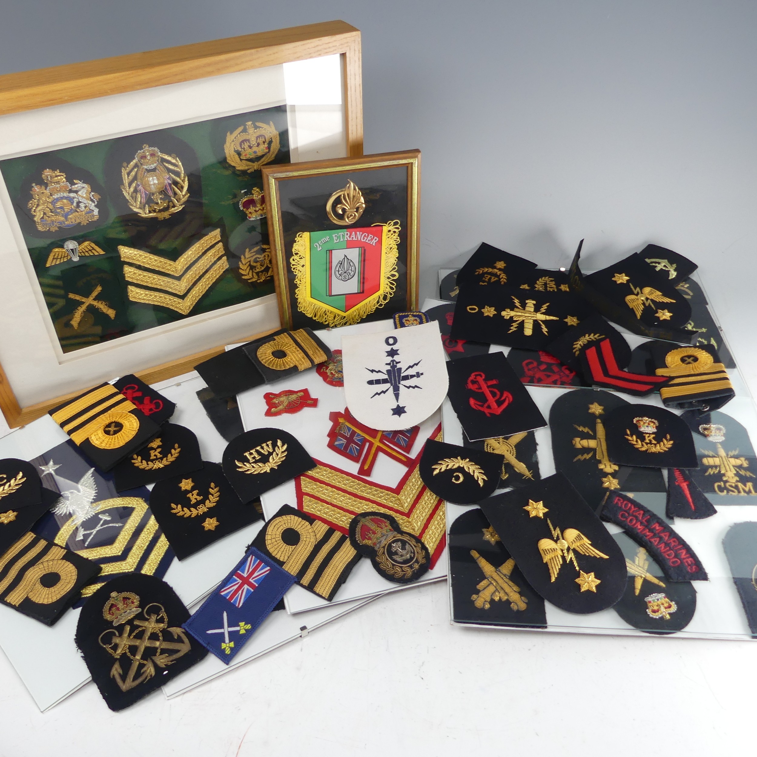 A large collection of 20th century military war Arm / Sleeve Badges, including ; Navy, Marine,