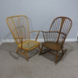 A light Ercol elm and beech Armchair, W 73 cm x H 102 cm x D 80 cm, together with a Ercol windsor