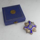 Spain, Franco Period, Order of Civil Merit, Commander's Star, silver and blue enamel, in case as