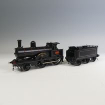 A kit-built ‘0’ gauge electric L&NWR 2-4-0 Locomotive and six-wheel Tender, 'Belted Will',