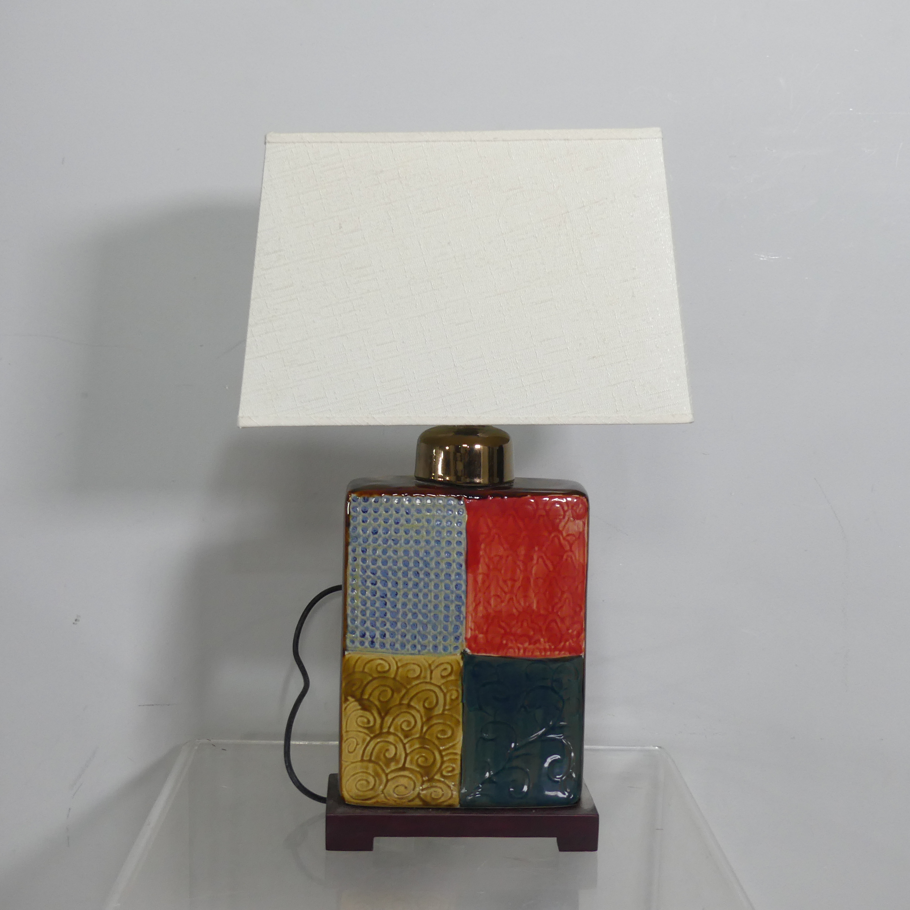 A mid 20thC studio pottery square Lamp