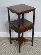 A small Georgian mahogany Wash Stand, square top over under tier and stretchers, W 36 cm x H 77 cm x