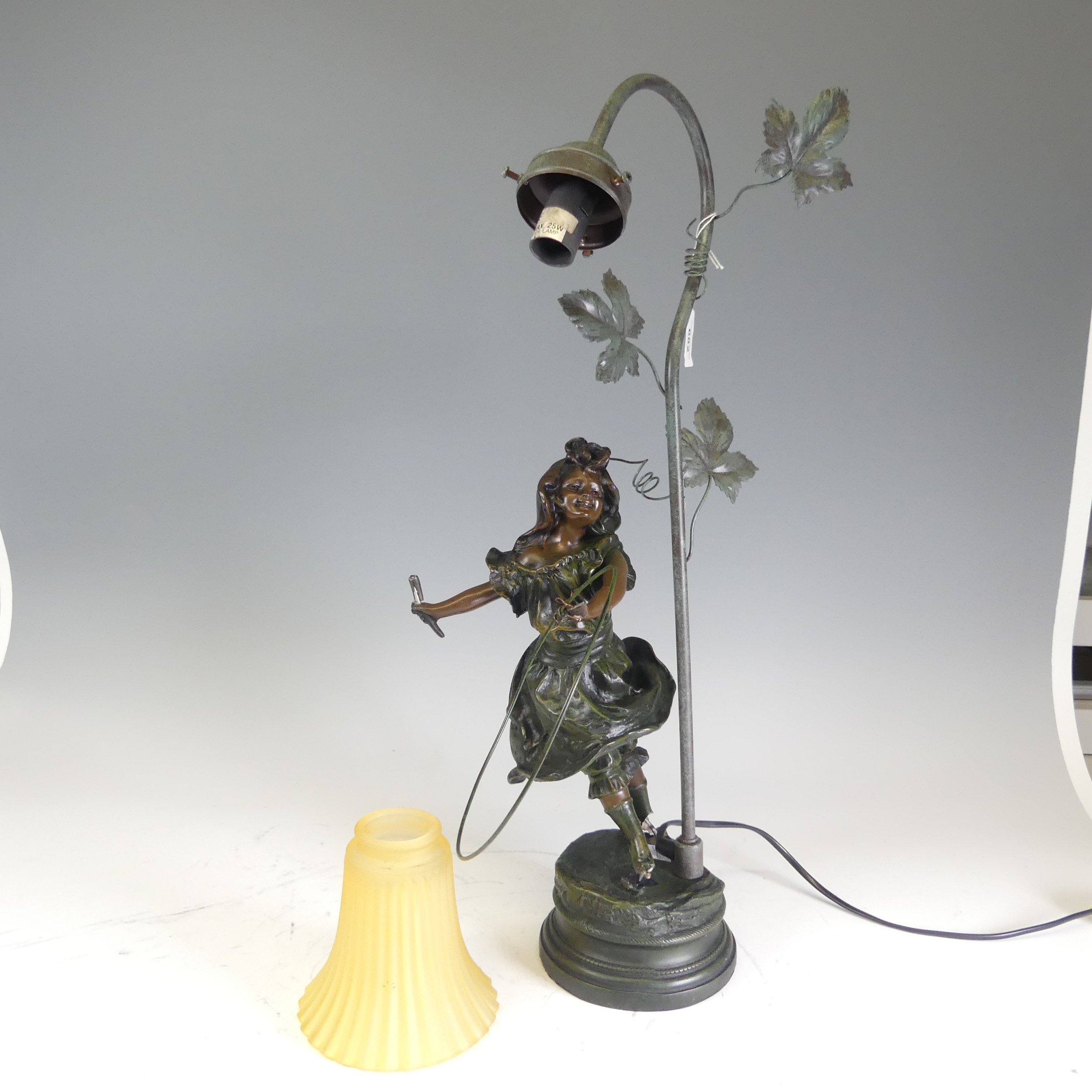 A reproduction bronzed resin Lamp, with damages see images, H 60 cm. - Bild 9 aus 9