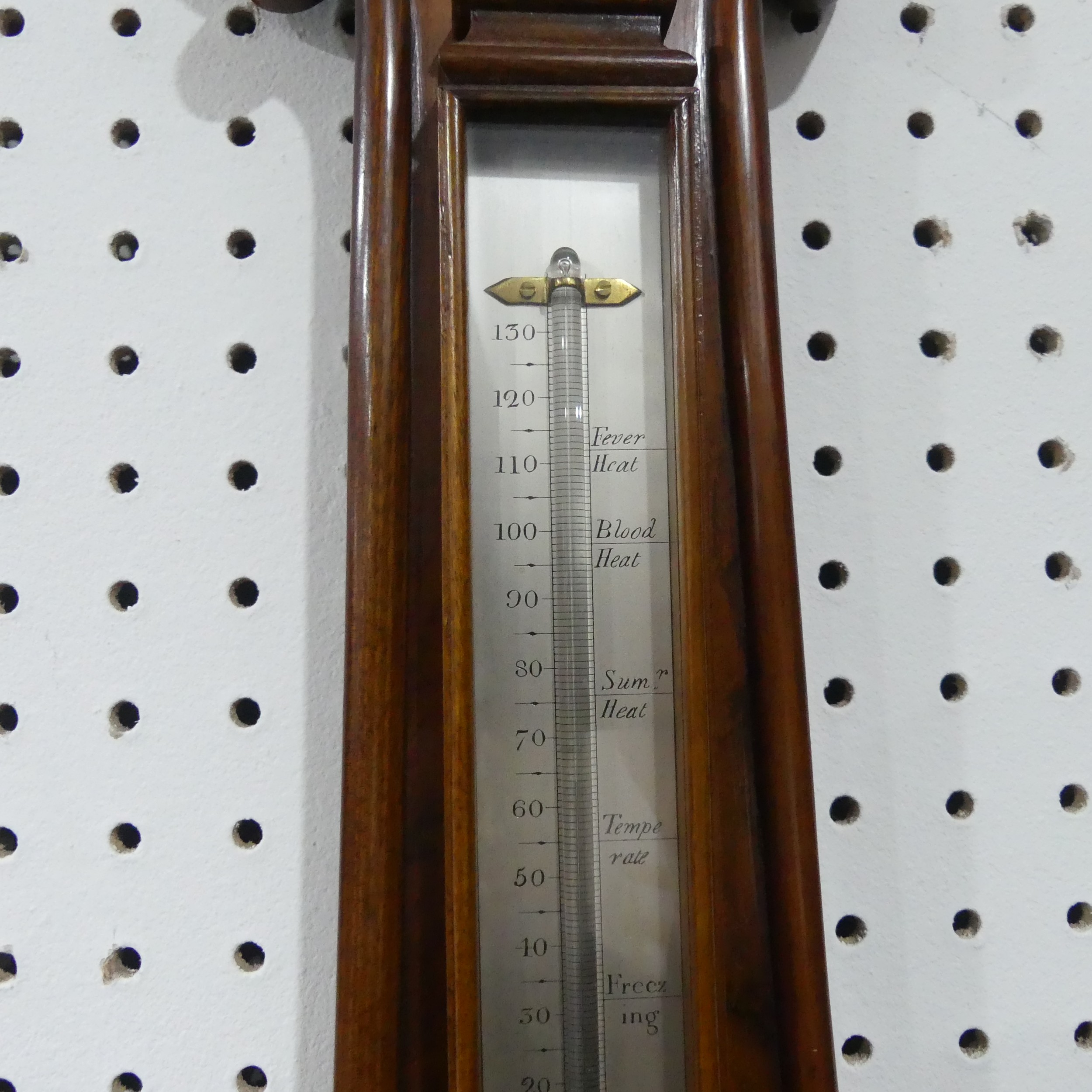 A 19th Century walnut cased banjo mercury Barometer Thermometer, silvered dial stamped 'Vincent Som - Image 4 of 5