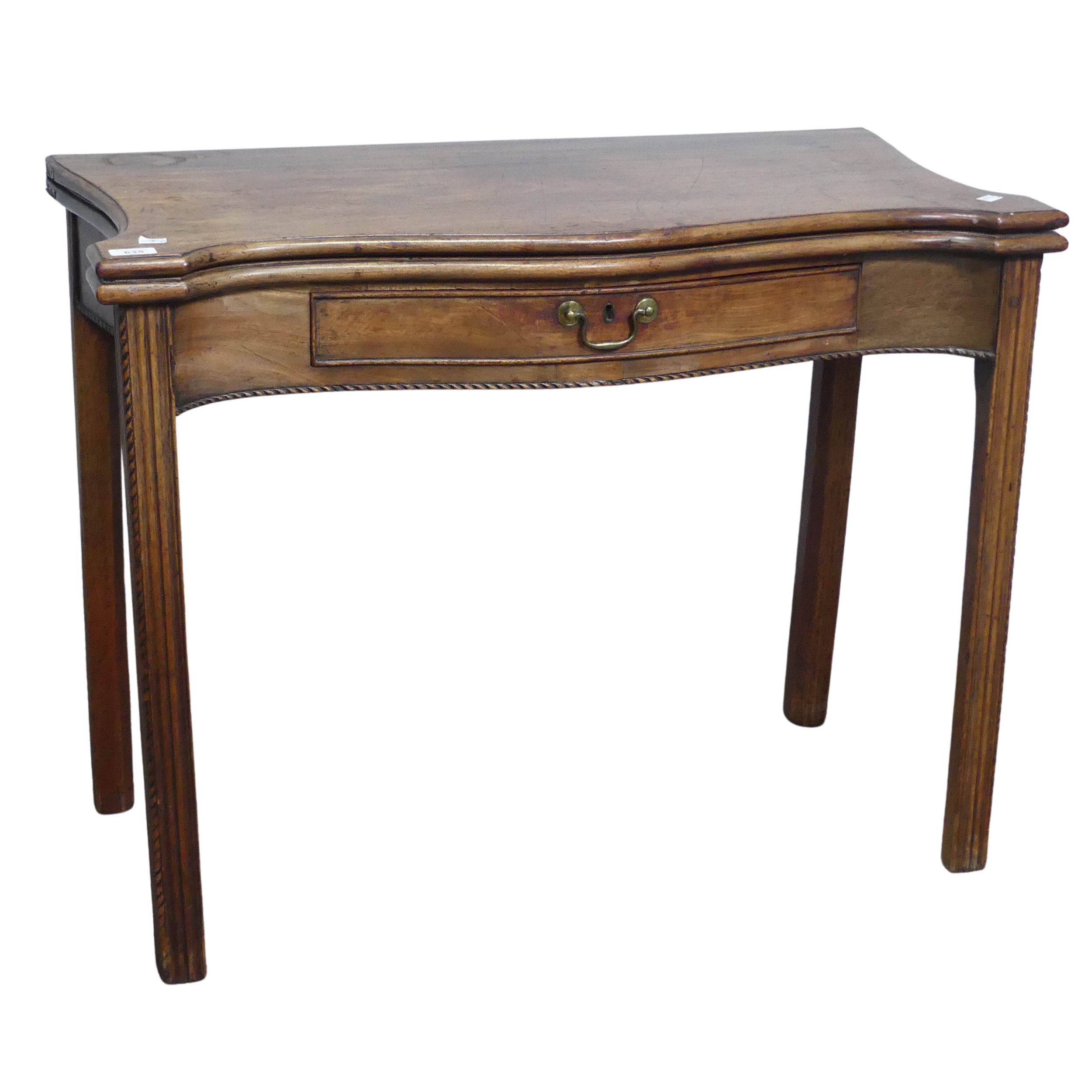 A Georgian mahogany serpentine front folding Tea Table, - Image 3 of 3