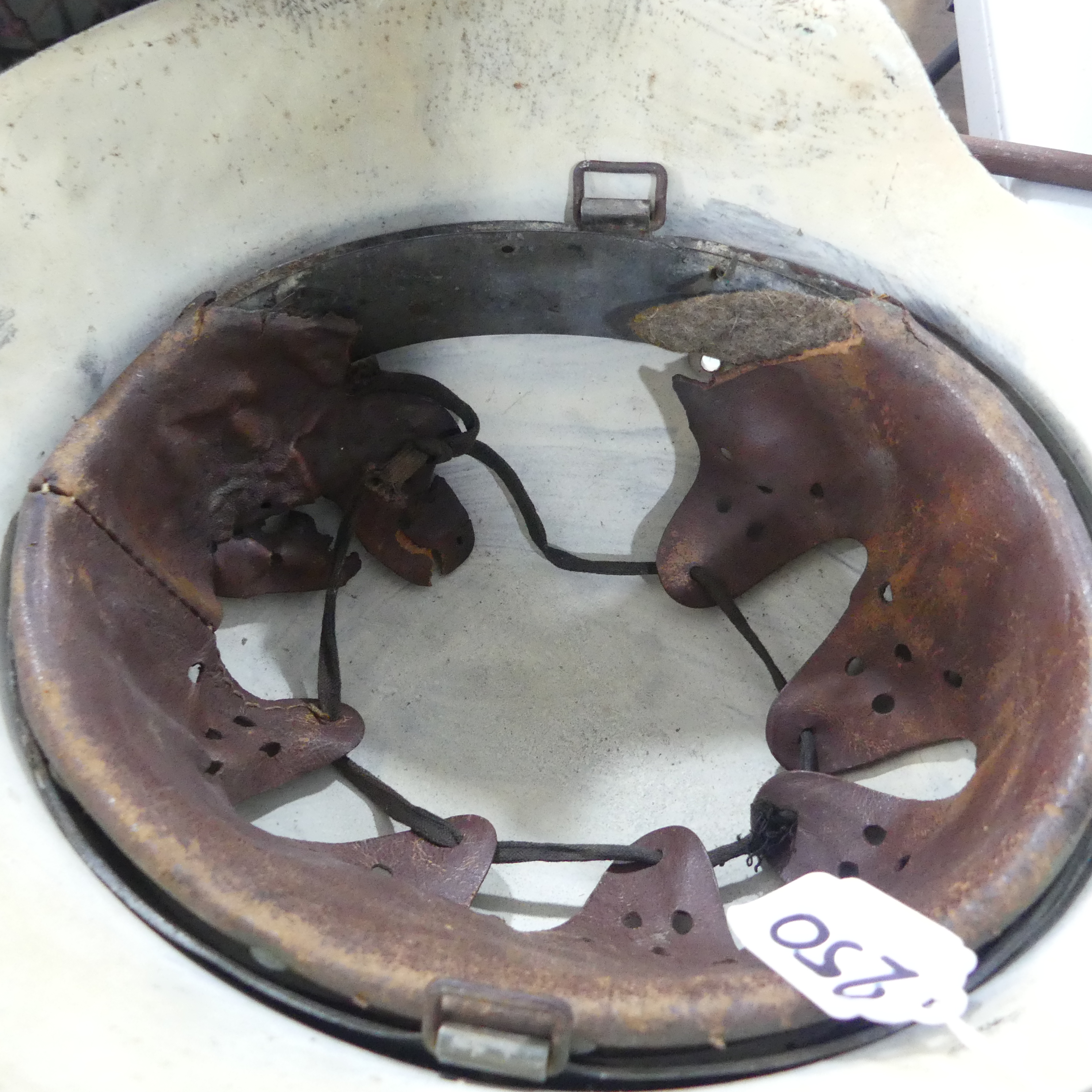 A group of six WW2 period and later military Helmets, including ;  A US 1970s helmet headband - Image 6 of 13