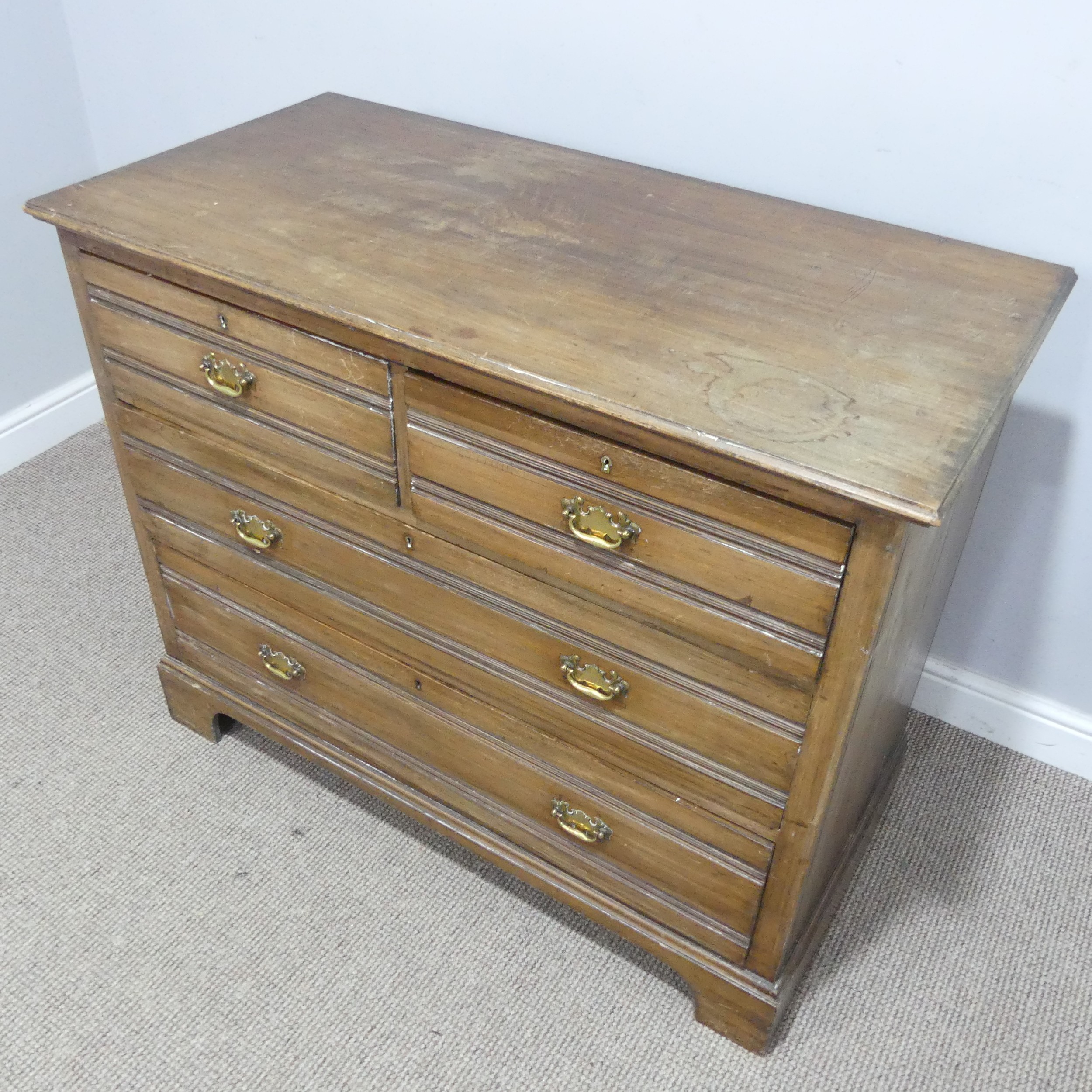 An Edwardian mahogany Chest of drawers, formerly a dressing chest, lock stamped 'H.L L', W 107 cm - Image 2 of 5