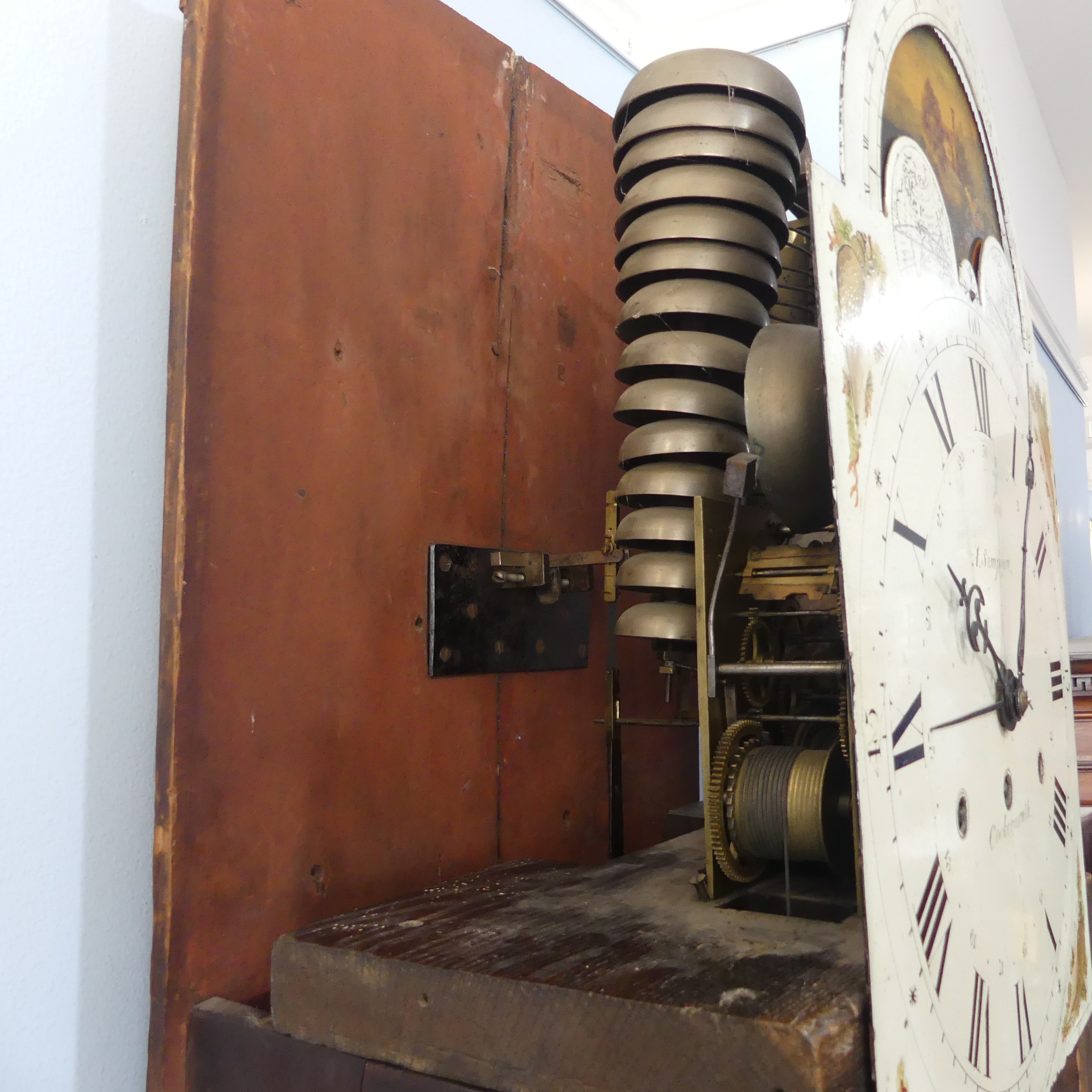 An rare 19th century English triple weight eight day musical Longcase Clock, movement with overly - Image 29 of 29