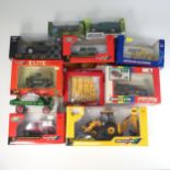 A collection of various boxed farm vehicles, including 4 Britains 1:32 scale Land Rovers: series