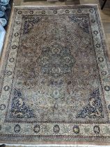 Tribal Rugs; a fine hand-knotted Persian Isfahan rug, wool pile on cotton base, buff ground woven