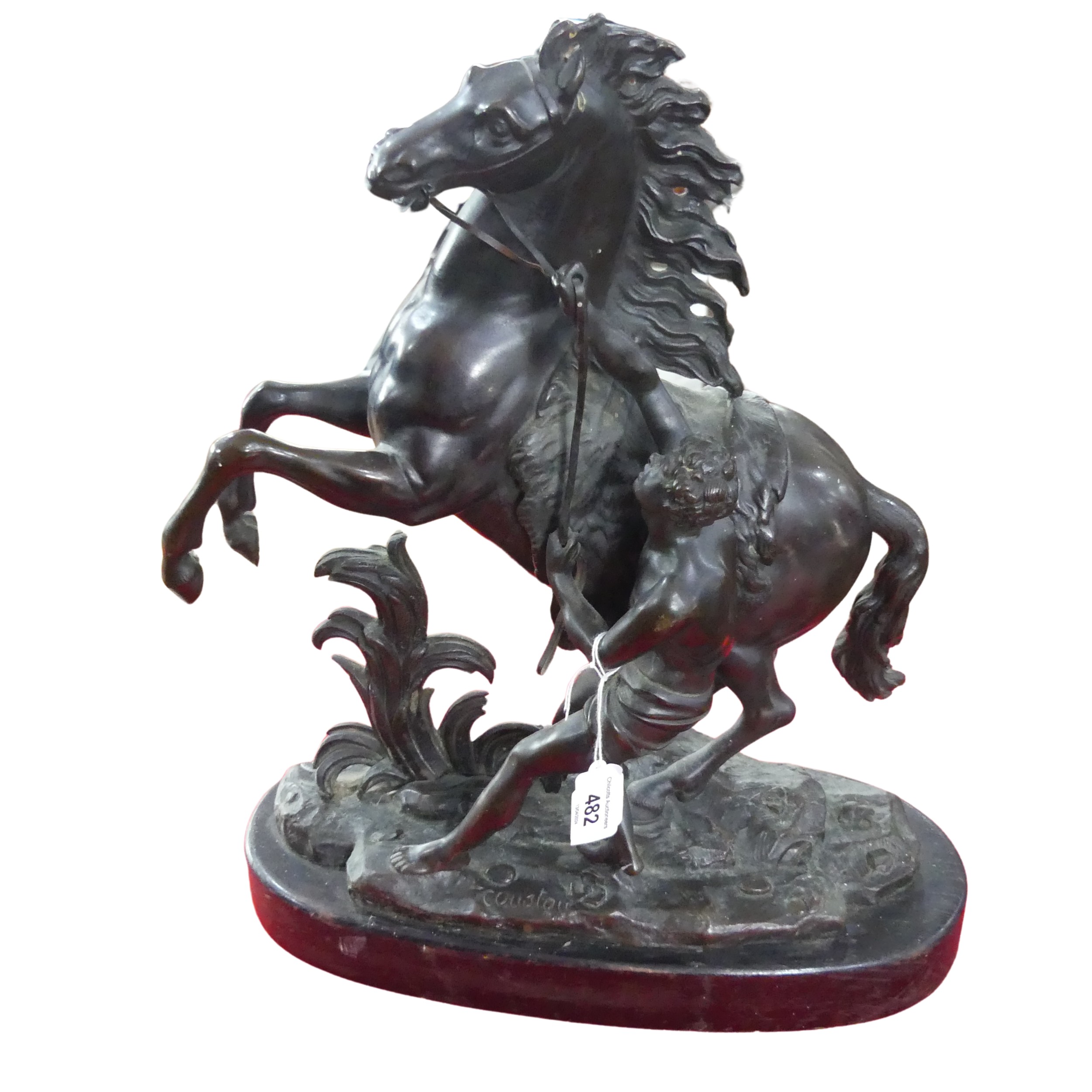 A 19th century bronzed figure of a 'Marley Horse', signed 'Coustou', after Guillaume Coustou, H41cm