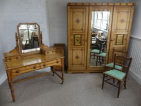 A good Aesthetic Movement pitch pine and oak Bedroom Suite, circa 1870, all pieces with matching